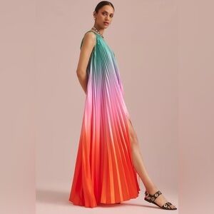 NWT Delfi Collective One-Shoulder Pleated Ombre Dress